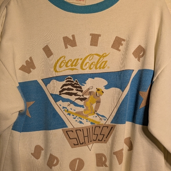 Coca Cola Winter Sports White and Blue Sweater Size Xl - Picture 4 of 6